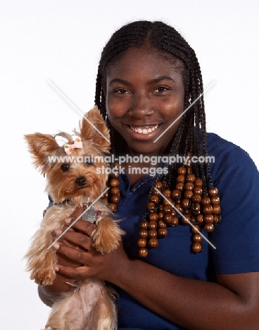 girl with yorkshire terrier