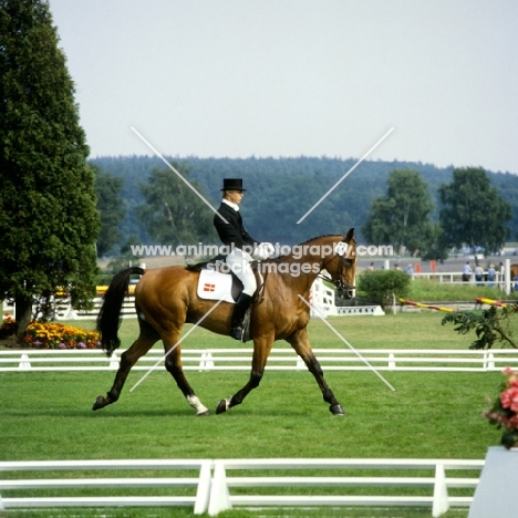 nils haagenson, denmark,  riding monaco, eventing dressage, luhmuhlen 1979
