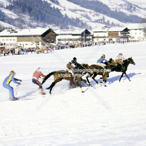 ski joring race at kitzbuhel austria