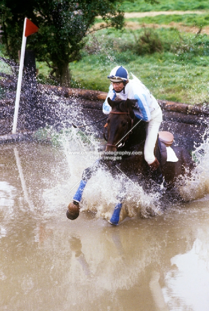 insecure rider after landing in water at wylye horse trials