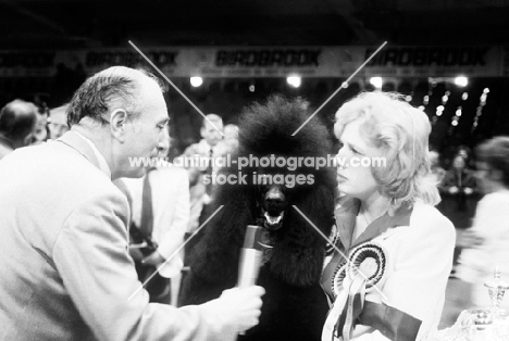 ch montravia tommy gun interviewed with marita rogers after winning crufts bis 1985