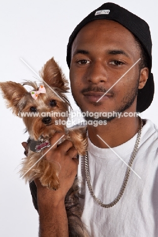Yorkshire Terrier with man