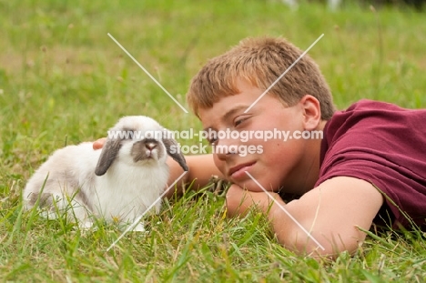 Mini Lop with boy