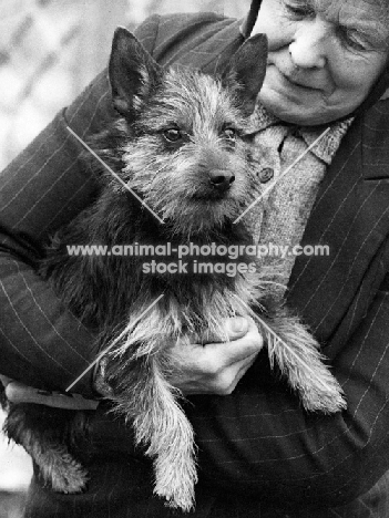 Miss Swyer holding her Australian Terrier