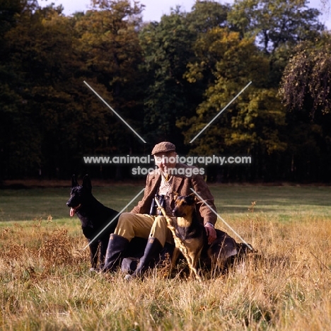 phil drabble with his german shepherd dogs, one man and his dog tv presenter