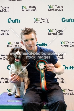Springer Spaniel "Chester" and owner Neil Ellis with YKC award for Agility Crufts 2012