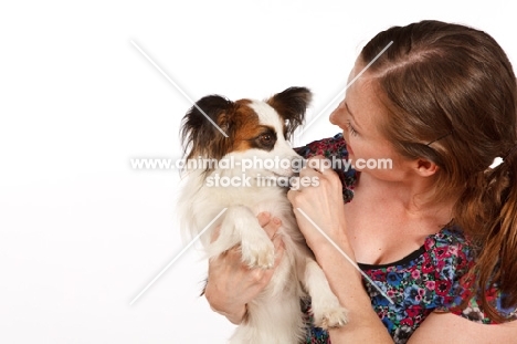 Woman and her Papillon