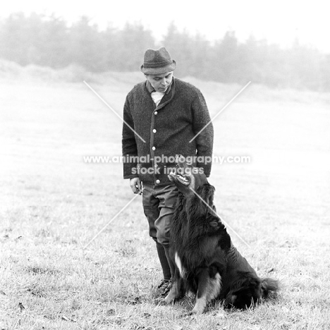 asko vom brunnenhof,  a hovawart, with his owner in germany