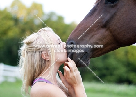 Appaloosa being kissed