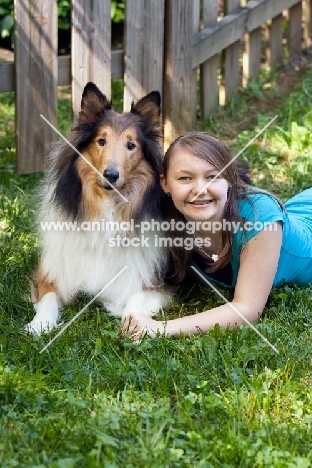 Rough Collie with girl