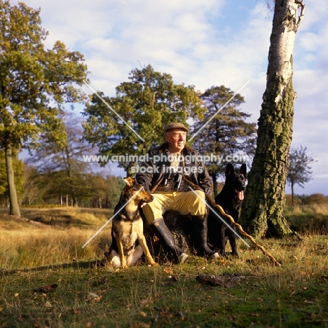 phil drabble with his german shepherd dogs, one man and his dog presenter