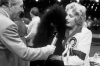 Picture of ch montravia tommy gun interviewed with marita rogers after winning crufts bis 1985