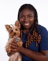 Picture of girl with yorkshire terrier