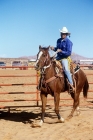 Picture of quarter horse and american indian rider at indian rodeo at mexican water, utah, usa