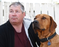 Picture of rhodesian with owner