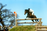 Picture of richard meade jumping in cross country at badminton
