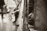 Picture of Staffie sleeping in cage at Crufts 2012