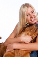 Picture of woman and her golden retriever