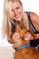 Picture of woman and her golden retriever