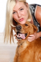 Picture of woman and her golden retriever