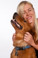 Picture of woman and her golden retriever